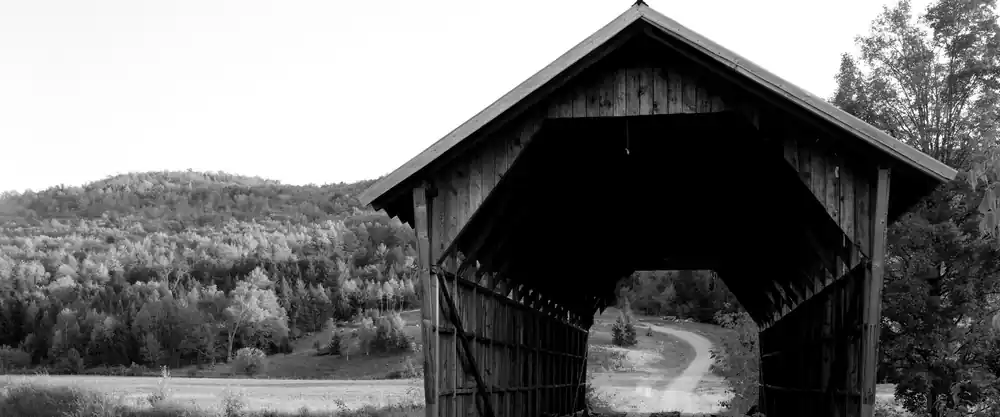 Wooden covered bridge in Vermont