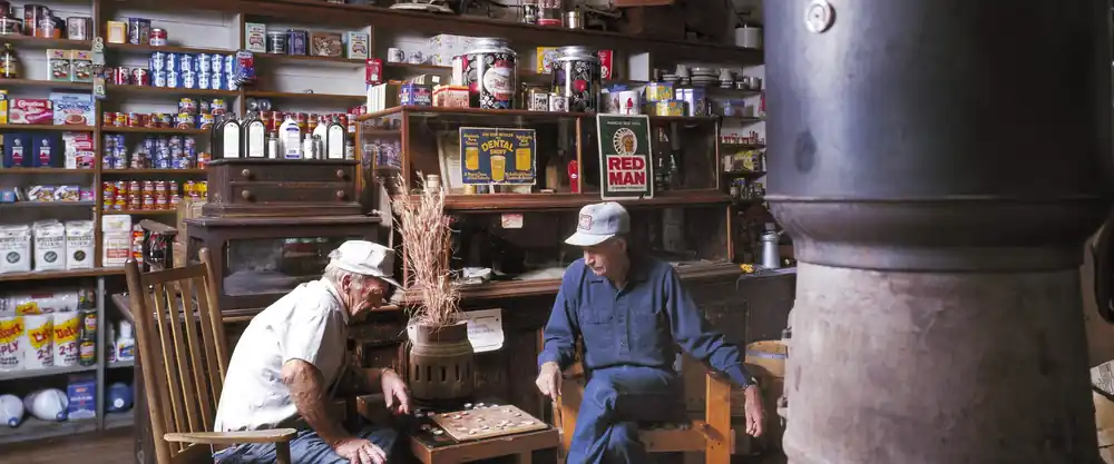 Checker players inside the Mast General Store in Valle Crucis, North Carolina