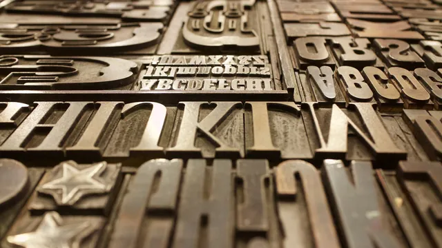 Worn wooden letterpress type and star blocks at Hatch Show Print, a letterpress shop in Nashville, Tennessee